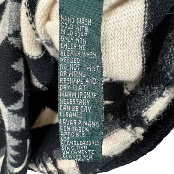 Vintage Ralph Lauren Sweater Lambswool Southwestern Hooded Black Size Medium - Picture 5 of 12